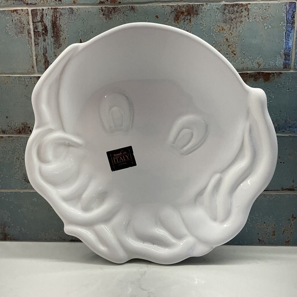La Ceramica Octopus Serving Plate Made in Italy White 11 X 11